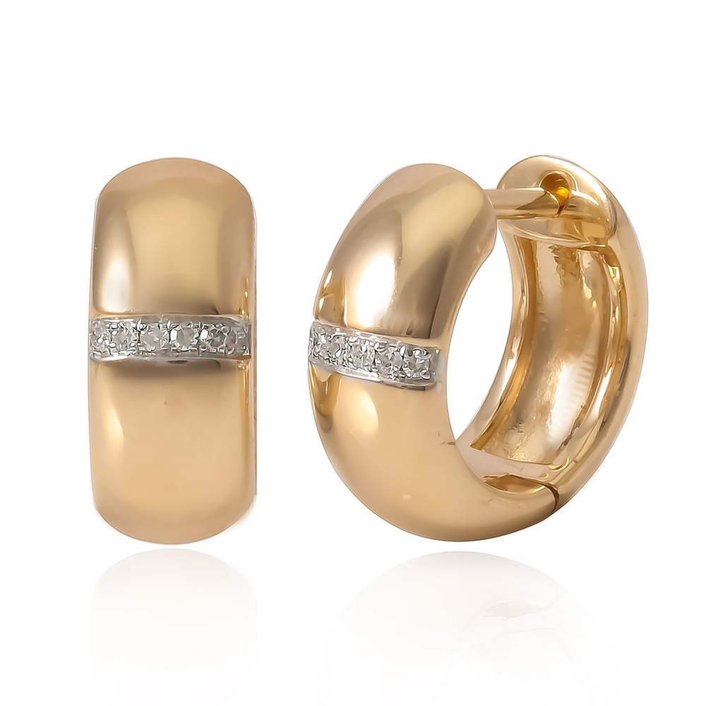 Samira 13 horizontal diamond pave Huggies 14k gold